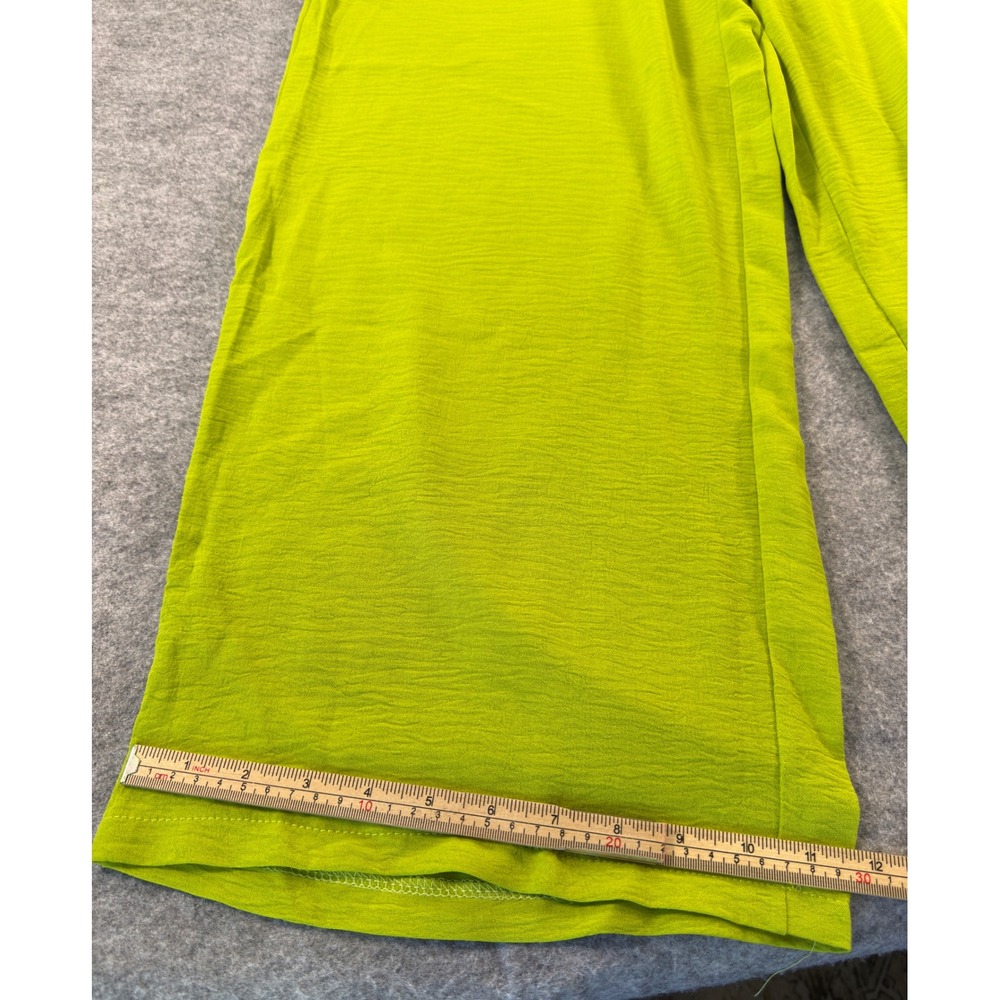 Unbranded Wide Leg Pants Women XL Lime Green Textured Elastic Waist Flowy - Picture 6 of 16